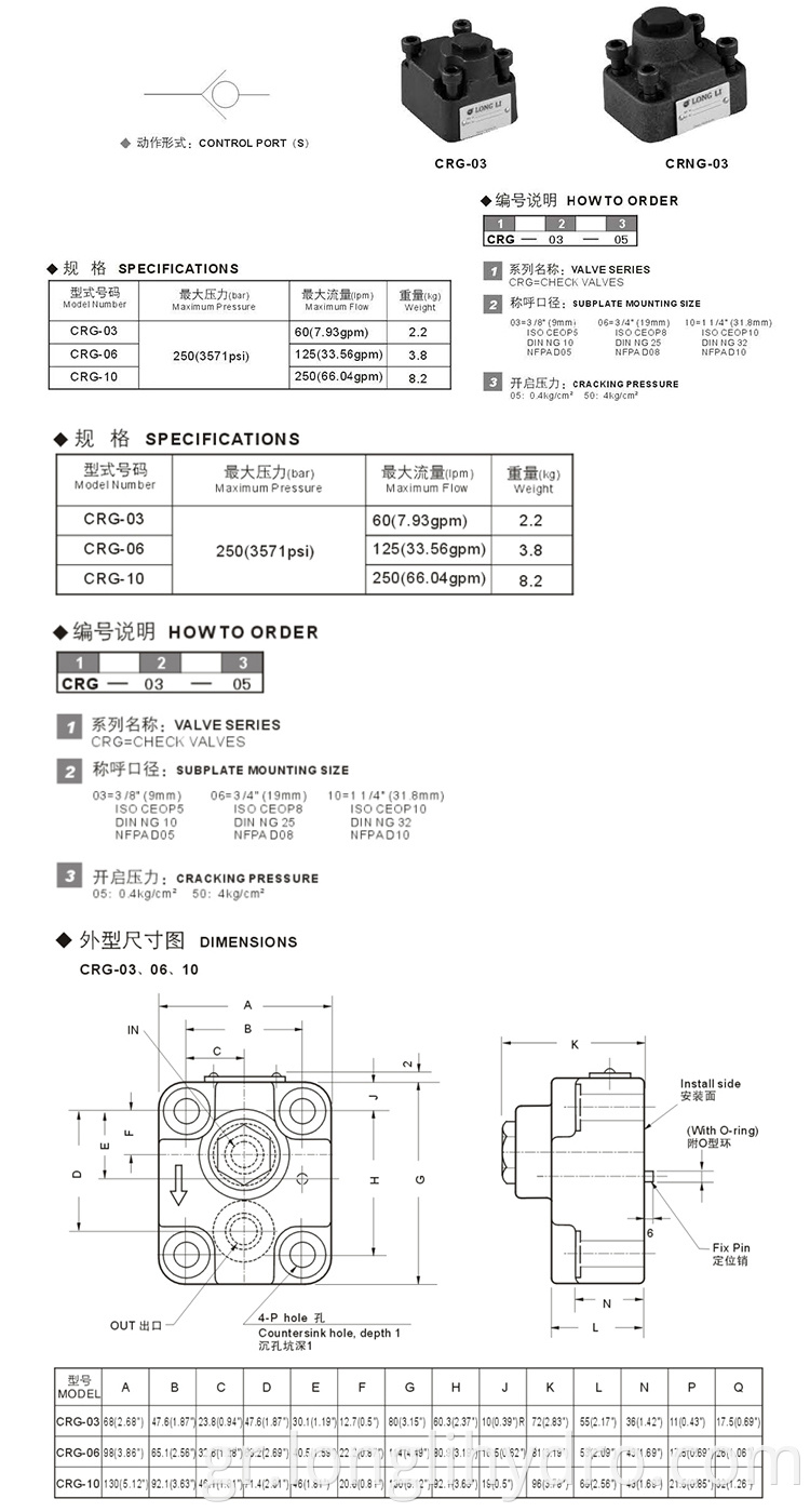 Yuken Hydraulic Right Angle Check Valves